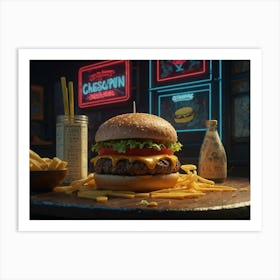 Default Juicy Cheesburger Display Gross Experimental Characte 2 Art Print