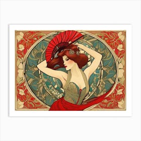 Deco Woman with a Fan Art Print