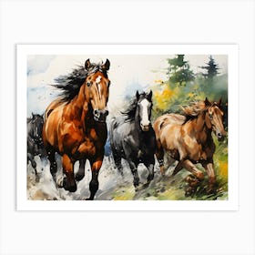 Woodland Equestrians Art Print