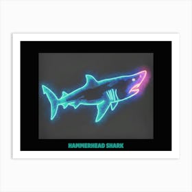 Green Scalloped Hammerhead Neon Shark 2 Poster Art Print