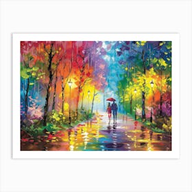 Couple Walking In The Rain 10 Art Print