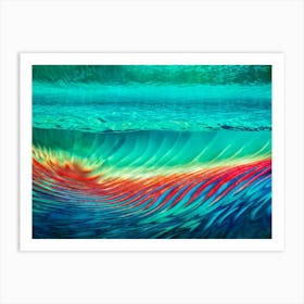 Abstract Background Featuring A Wave Cresting With Vibrant Tropical Ocean Hues Merge Of Turquoise A (6) Art Print