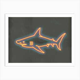 Orange Smooth Hammerhead Neon Shark 7 Art Print