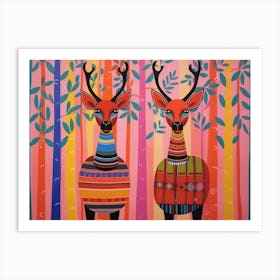 Okapi 3 Folk Style Animal Illustration Art Print