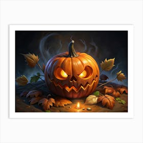 Spooky Halloween Pumpkin Art Print