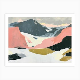 Pink And Black Abstract Mountains Affiche