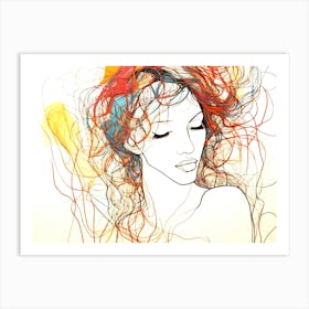 Woman With Colorful Hair Art Print