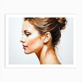 Side Profile Of Beautiful Woman Oil Painting 85 Art Print