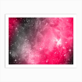 Red Pink Black Galaxy Space Background Art Print