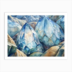 Blue Crystals Art Print