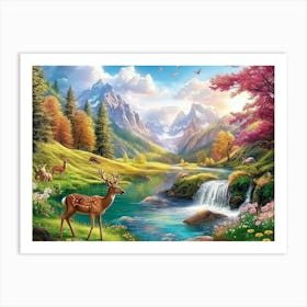 Deer In The Forest 3 Art Print