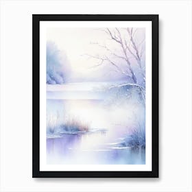 Frozen Lake Waterscape Gouache 2 Art Print