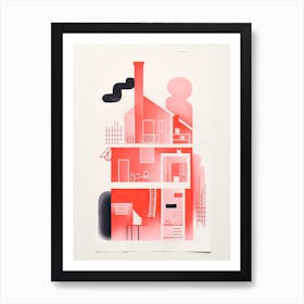 A House In Copenhagen, Abstract Risograph Style 1 Art Print