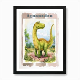 Cute Cartoon Iguanodon Dinosaur 1 Poster Art Print