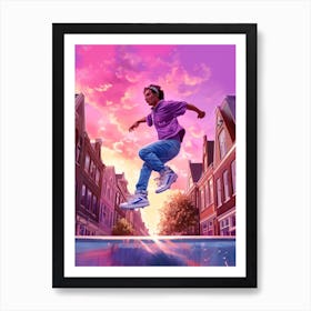 Skateboarding In Amsterdam, Netherlands Futuristic 1 Art Print