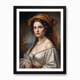 Elegant Classic Woman Portrait Painting (7) Art Print