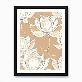 Lotus Flower Repeat Pattern Retro Minimal 1 Art Print
