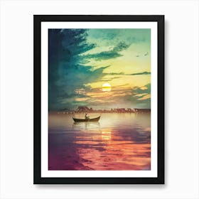 Sunset In A Canoe Art Print