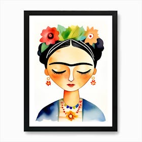 Frida Kahlo Caricature Portrait 2 Art Print