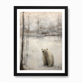 Vintage Winter Animal Painting Polar Bear 1 Art Print