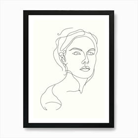 Portrait Of A Woman Hand Drawing Line Art 20 Art Print