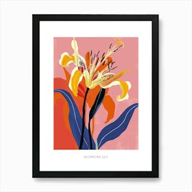 Colourful Flower Illustration Poster Gloriosa Lily 1 Art Print