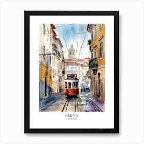 Lisbon Portugal Watercolour Travel Poster 1 Art Print