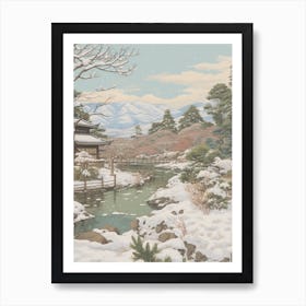 Vintage Winter Illustration Nagano Japan 2 Art Print