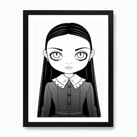 Wednesday Addams Line Art Illustration 7 Fan Art Art Print