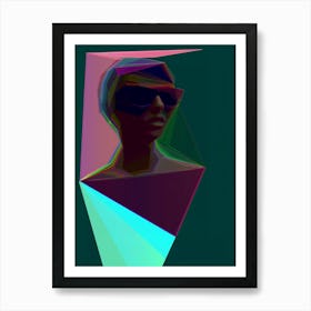 Abstract portrait, shapes, "Cool Dreams" Art Print