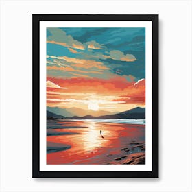 Luskentyre Sands Isle Of Harris Scotland At Sunset, Vibrant Painting 1 Art Print