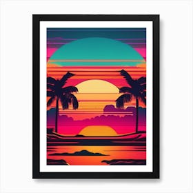 Retro Sunset Art Print