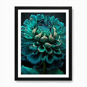 Teal Chrysanthemum Art Print