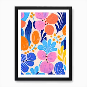 Blue Flowers, Matisse style Art Print