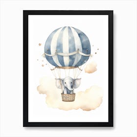 Baby Elephant 1 In A Hot Air Balloon Art Print