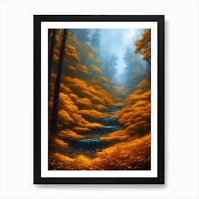 Waterfall In The Forest 6 Art Print