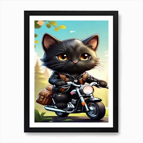 Cat On A Motorcycle 4 Art Print