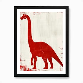 Red Brachiosaurus Dinosaur 4 Art Print