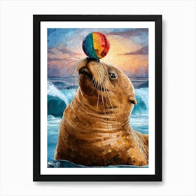 Sea Lion With A Ball Art Print