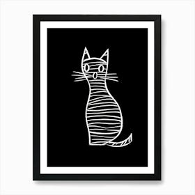 Minimalist Sketch Cat Line Drawing 1 Art Print