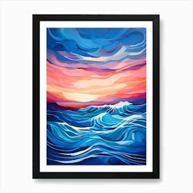 Ocean Waves At Sunset 3 Art Print