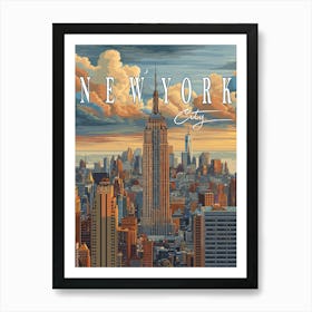 Poster Of The Empire State Building In New York Small Art Print