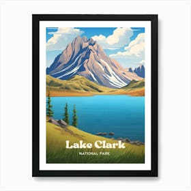 Lake Clark National Park Alaska Mountain Travel Illustration Art Print