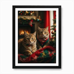 Christmas Cats 2 Art Print