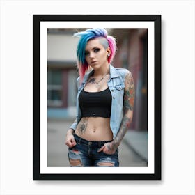 Pretty Punk Girl - Hall-O-Gram Creations 45 Art Print