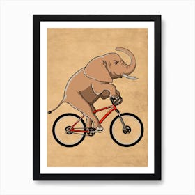 Cicling elephant Art Print