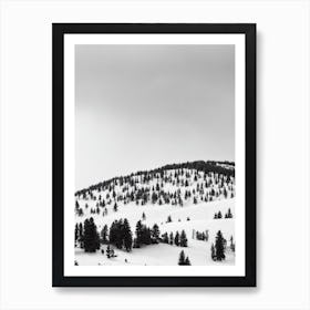 Bansko, Bulgaria Black And White Skiing Poster Art Print