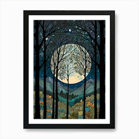 William Morris Moonlight In The Woods 64 Art Print