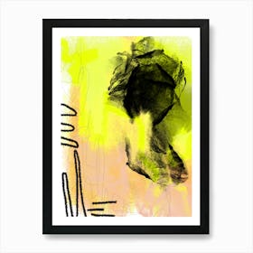 Chelsea -  Neon Yellow, Tan and Black Minimalist Bold Abstract Art Art Print