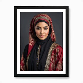 Muslim Woman In Black And Red Art Print
